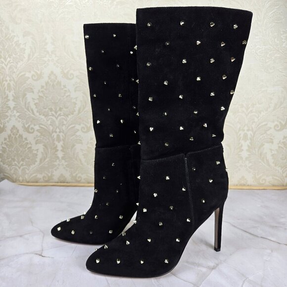 Sam Edelman Size 8M "Waylon" Black Suede Boots Silver Stud Embellishment NWT - Picture 4 of 14